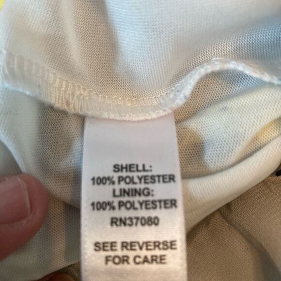 Cato NWOT Wide leg high waisted chiffon lined Yellow, Black Abstract Print Pants - Picture 7 of 16